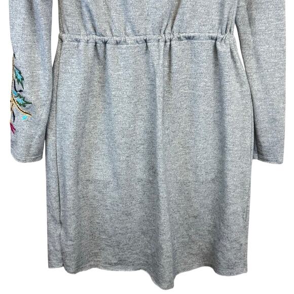 Dolan T-Shirt Anthropolgie Port Maria Gray Floral Embroidered Sweatshirt Dress M - Picture 10 of 12